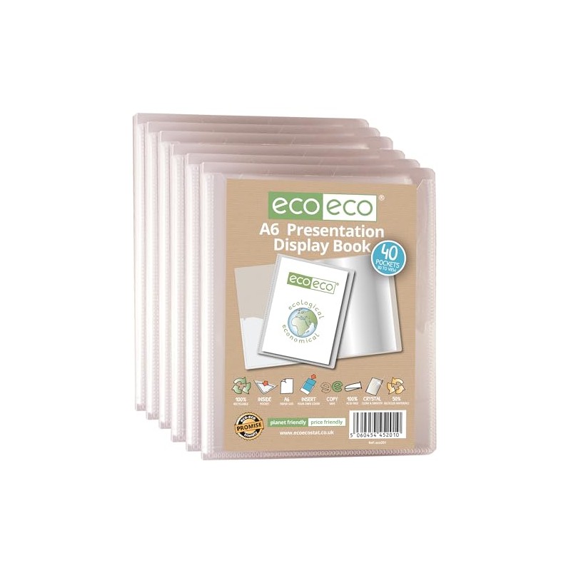 eco-eco A6 Size 50 Percent Recycled 40 Pocket Clear Presentation