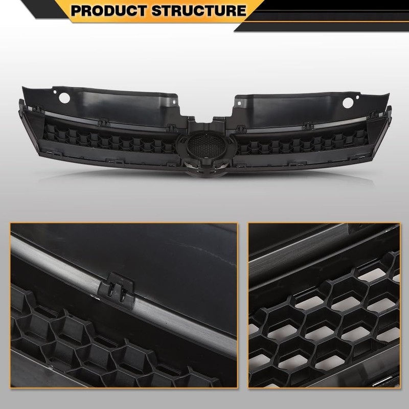 CNNELL Front Grille Trim Compatible with VW Jetta 2011-2014 Hex