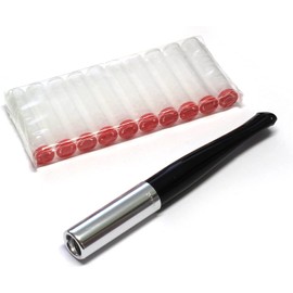 Denicotea Soporte para cigarrillos con eyector color negro y plateado + 10 filtros