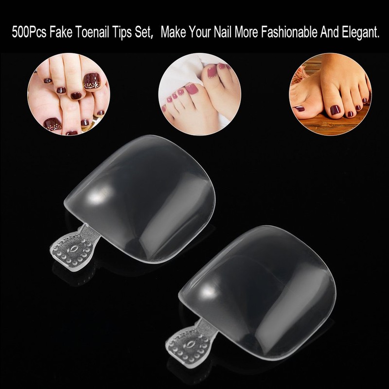 YIMART 500Pcs Fake Toenail Tips Set Nail Art Toe Decoration