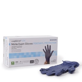 McKesson Protective Gloves, Medium Blue, 9.25 in Length, Latex-Free, Ideal for Healthcare, First Responders, Police, Clinical Lab Workers, ICU Employees, Chemotherapy