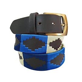 Carlos Diaz Mens Womens Premium Unisex Brown Leather Embroidered Designer Polo Belt (120 cm/ 46-48 Inches)