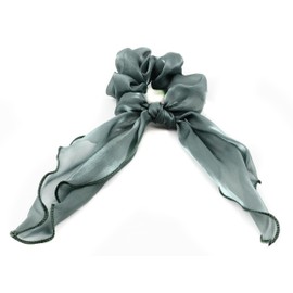 Mytoptrendz- Tail Scarf Scrunchie Silk Organza Retro Bow Knot Wave Hair tie Stylish Chic Ponytail Bun Holders Girls Womens Hair Accessories ((Eucalyptus with Green Hue))