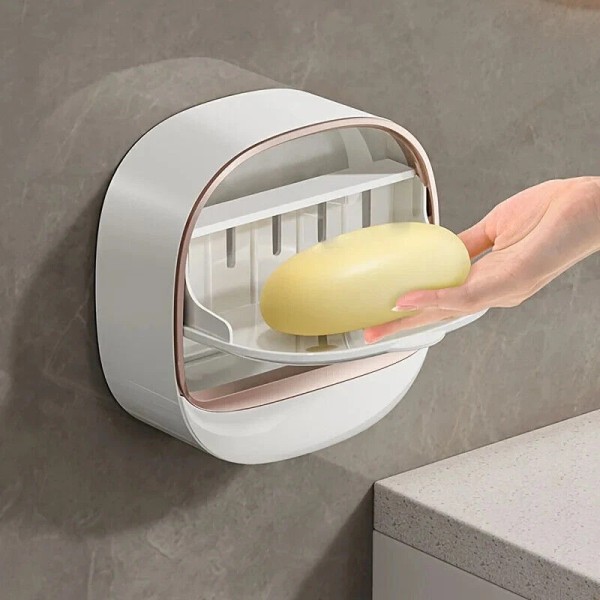 Unbranded Premium Wall Mounted Soap Holder with Lid Bathroom Soap