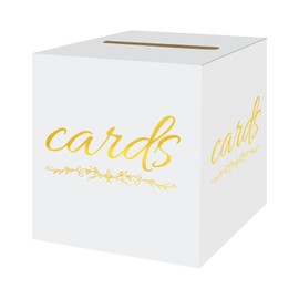 sunepany White Card Box Gold Card Box Wedding Card Box Birthday Card Holder With Slot Card Box for Party Graduation Baby and Bridal Shower Funeral Retirements Wedding Envelope Box