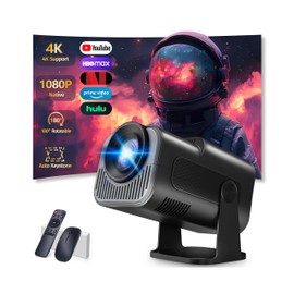 [Built-in Apps] Mini Projector with WiFi 6 and Bluetooth5.2, Smart Projector Video1080P Support 4K Auto Keystone, Portable Projector 180° Rotatable, for PC/Laptop/USB