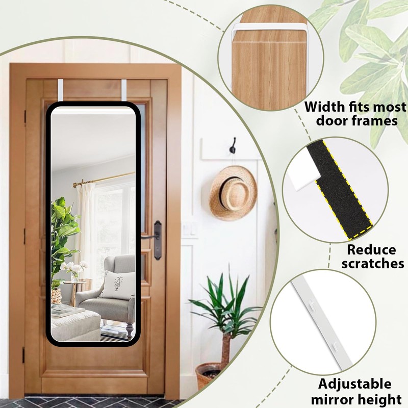 Dexspoeny Over-The-Door Mirror Hanger, Adjustable 13.6 in Door Mirror Hanger