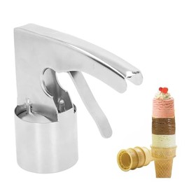 Cuchara para helado de 2 uds, cilíndrica de acero inoxidable, estilo antiguo con gatillo, Plateado