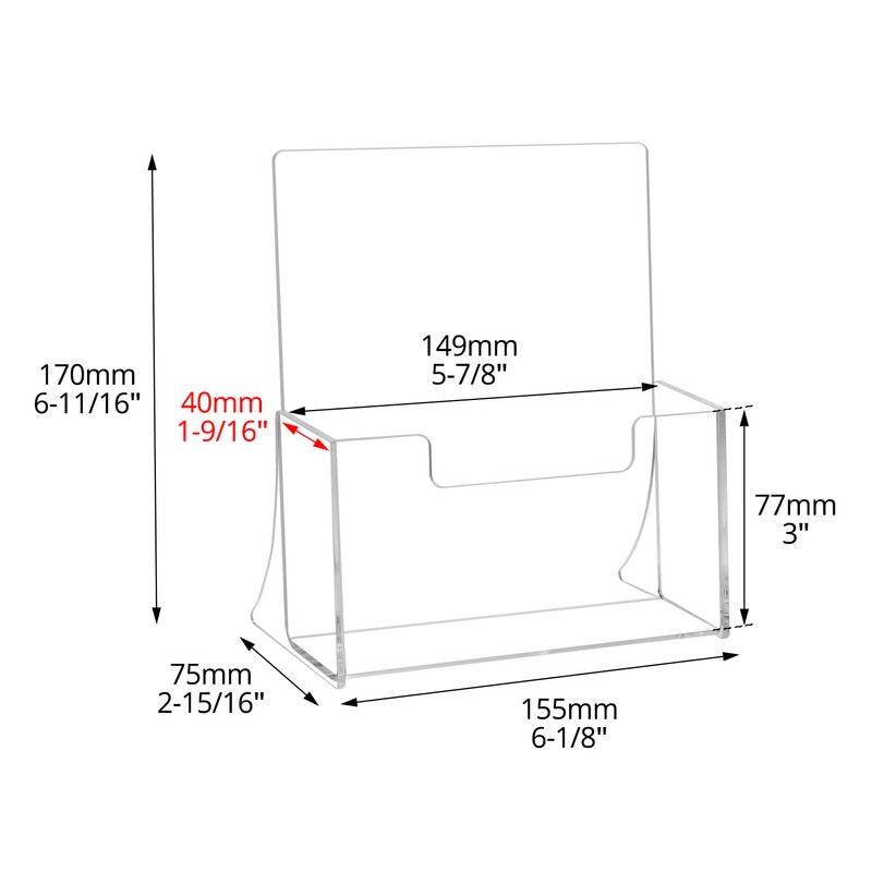 QWORK® 2 Pack A5 Acrylic Freestanding Brochure, Flyer Stand, Transparent