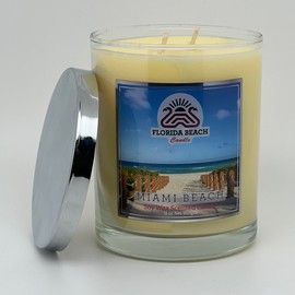 Florida Beach Candle, Miami Beach.Long-Lasting Scented Candle(40-50hrs), 11oz, Double Cotton Wick, 100% Natural Soy, Home Scented and Decoration, Aromatherapy, Anti-Stress.