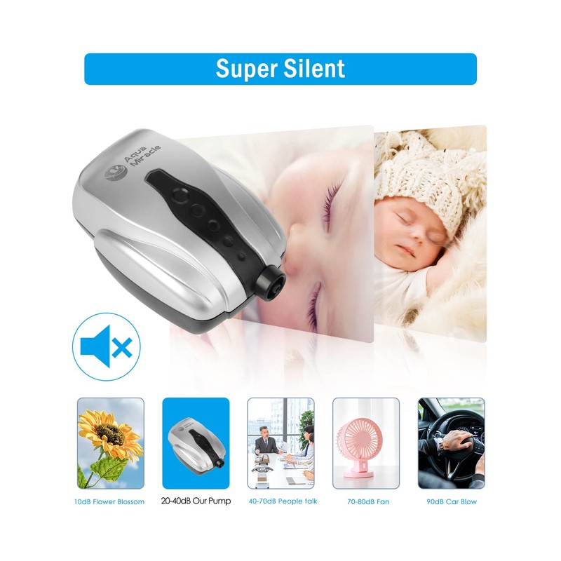 AquaMiracle Aquarium Air Pump Fish Tank Bubbler Aerator, All-in-One Fish