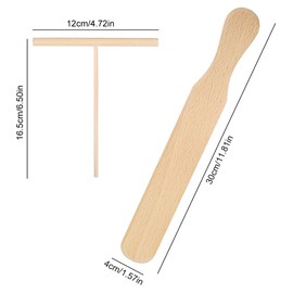Crepes Distributor, Crepe Dough Distributor, Crepe Distributor and Turner Set, Crepes Spatula, Crepes Wooden Splitter, Crepe Slider, Crepe Maker Accessories, T-shaped Wooden Crepe Spreader, Wooden