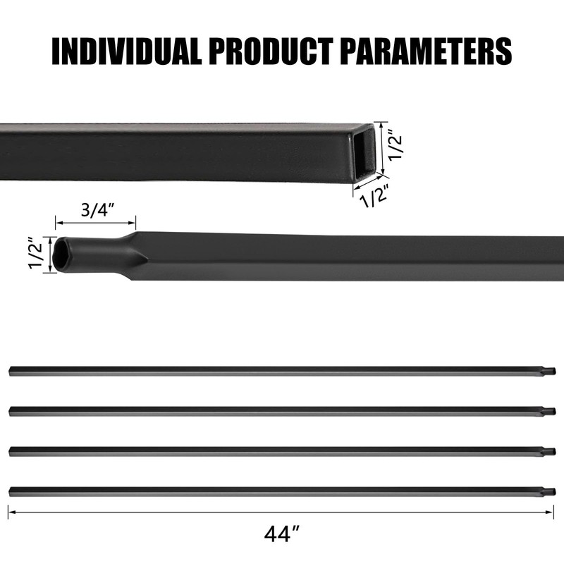 30 Pack 44'' Wrought Iron Balusters, Hollow Straight Bar Metal