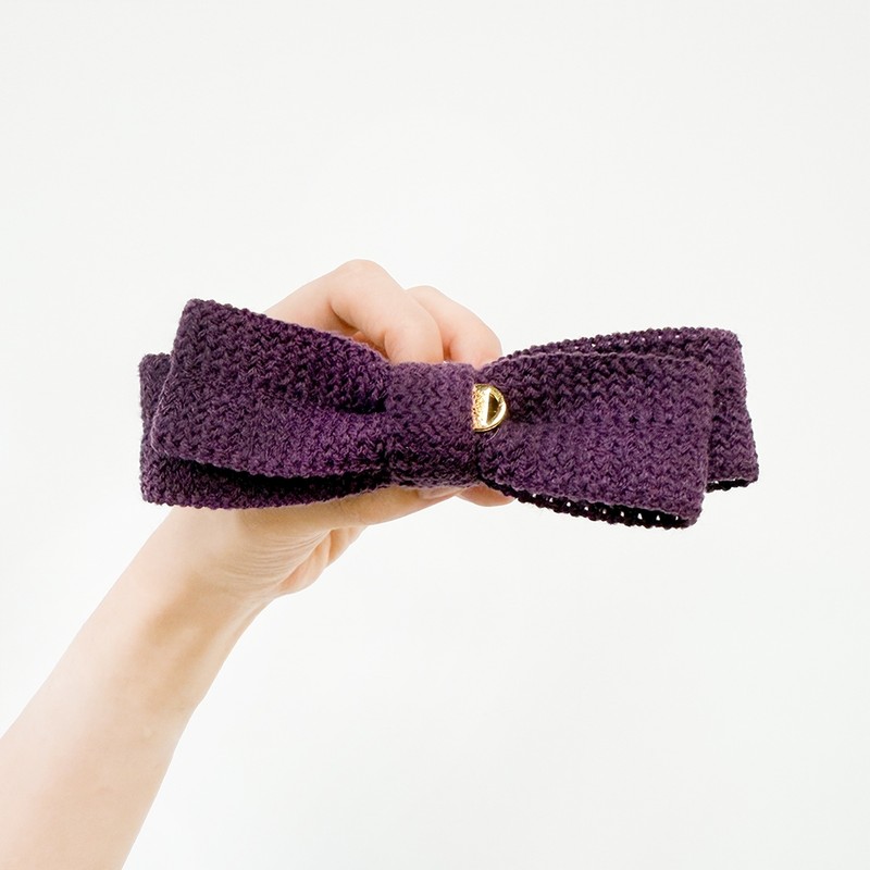 Burnaby deep purple knit ribbon hairpin 10cm / 버나비 딥