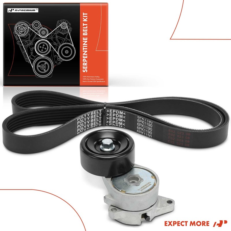 A-Premium Engine Serpentine Belt Drive Kit with Tensioner Compatible with