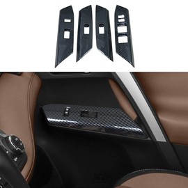 ruihe 4pc Carbon Fiber Color Automobile Door Window Control Panel Cover Trim Fit for Toyota RAV4 2013 2014 2015 2016 2017 2018 North American Version