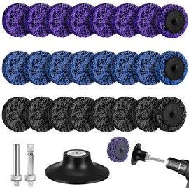 CSD Sanding Disc, 24 Pieces Coarse Cleaning Disc 50 mm Cleaning Disc Set Nylon Fabric Disc Paint Removal Rust Polishing for Angle Grinder Purple Black Blue