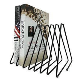 JIARI Decorative Book Organizer Magazine Holder, Desktop File Sorter Organizer Bookshelf Bookends Book End, Telescopic Metal Bookend 7 Section (Black)