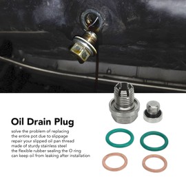 Aramox Self Tapping Oil Pan Thread Repair Kit, Oversize Piggyback Drain Plug Stainless Steel Self Tapping Oil Pan Thread Repair Kits with Hex Wrench O Ring Gasket (M12.1-1.5x15mm)