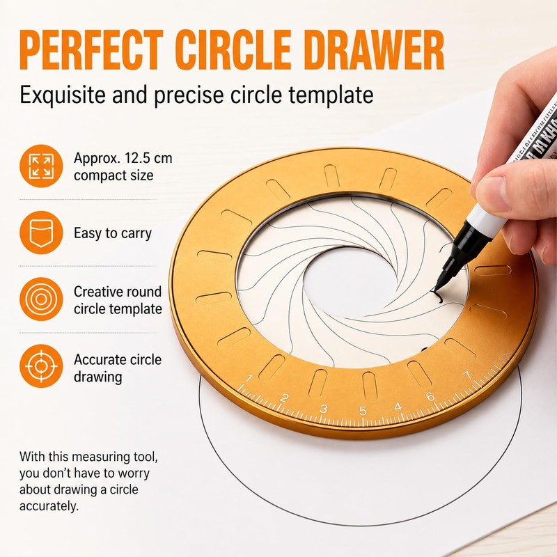 Adjustable Circular Drawer, Rotary Metal Circle Stencil Airkel Circle Drawing