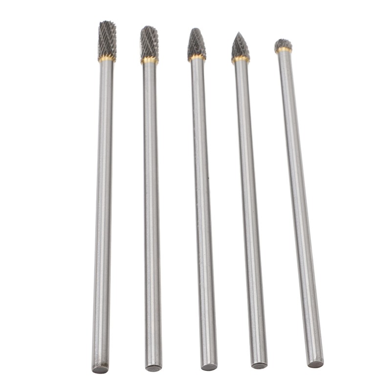 5pcs Rotary Tool Carbide Burr Set 150mm Double Grain Long
