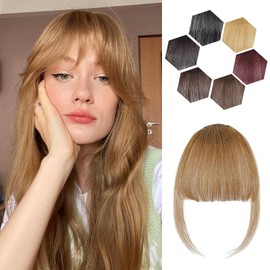 Wirctp Clip in Bangs Real Human Hair Wispy Bangs 100% Human Hair Clip on Bangs for Women Fake Bangs Haipieces for Daily Wear（Light Brown）