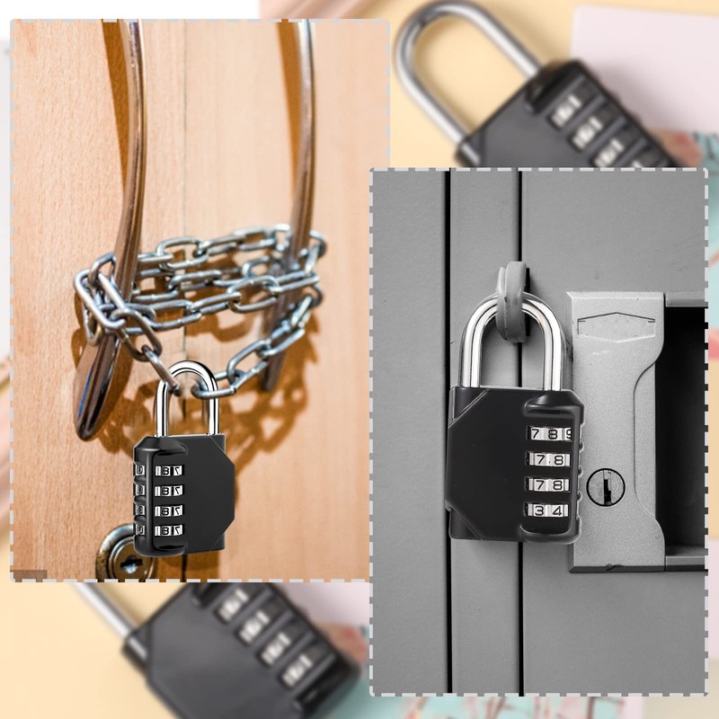 Pack of 2 Padlock Combination Lock, 4 Digit Zinc Alloy