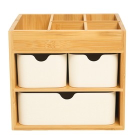 Small Bamboo Makeup Organizer with 3 Drawers