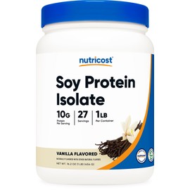 Nutricost Nutricost Soy Protein Isolate Powder, 1 LB Vanilla - 10 Grams of Protein Per Serving, Vegan, GMO-Free & Gluten Free