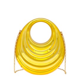 COOLOYA Women's Thread Acrylic Clutch Purses Metallic Top Handle Handbag Evening Wedding Party Crossbody Bag With Chain Gold One Size