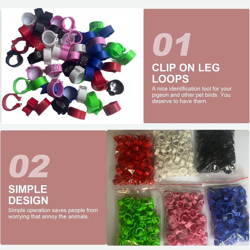 AIMALL 100 PCS Pigeon Bayonet Digital Foot Ring, 10mm Pigeon