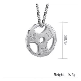Jextech Collar Con Colgante Disco De Pesa Acero Inoxidable Gym Fit