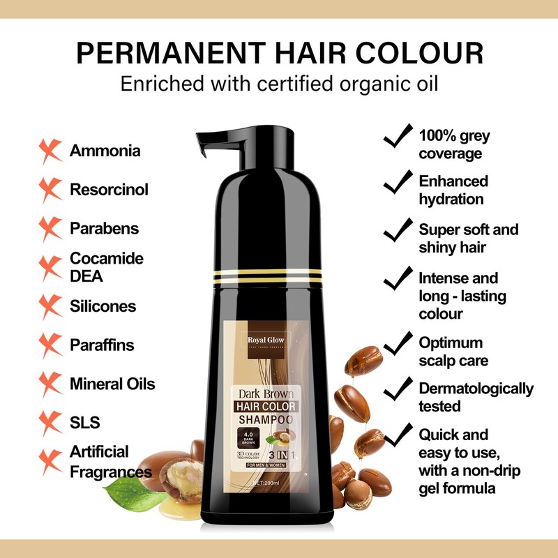 Royal Glow Hair Colour Shampoo For Men & Women |