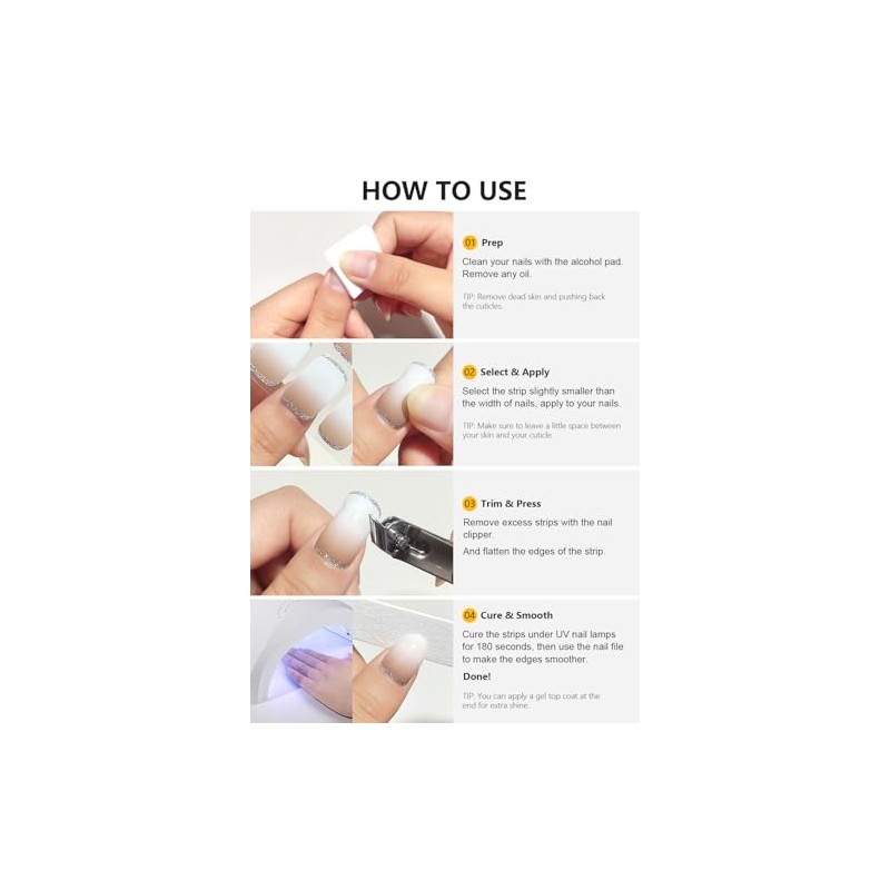 AutyaMee Semi Cured Gel Toenail Strips (Black T06), 32 Pcs