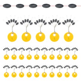 Realure 150/300pcs Rubber Stopper Fishing 6 in 1 Rubber Beads Fishing Small Line Stoppers Fishing Trout Stopper Fishing for 0.1-0.43mm Line Stopper Fishing and Sinker Stops Oval (300pcs, L)