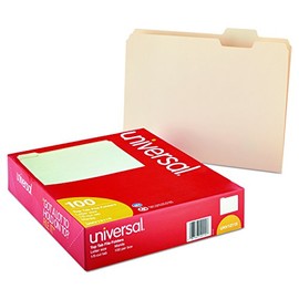 Universal File Folders, 1/5 Cut Assorted, One-Ply Top Tab, Letter, Manila, 100/Box (12115)