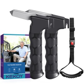 Kekoy 4-in-1 Exit Aid Car Seniors, Easy to Use, Universal Fits All Vehicle Types, Up to 159 kg Load Capacity, Set with 2 Handles and Strap, Black