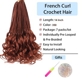 Ginger French Curl Braiding Hair Crochet Braids Pre Looped French Curly Braiding Hair 14 Inch 7 Packs French Curl Braids 350 Goddess Box Braids Crochet Hair Curly Crochet Hair Extensions