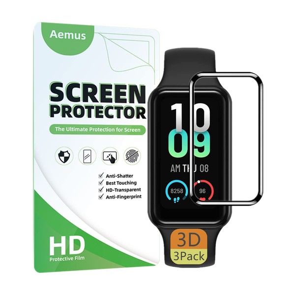 Aemus Compatible for Amazfit Band 7 Screen Protector (3 Pack) Activity Fitness Tracker 3D Curved Protective Film anti-scratch