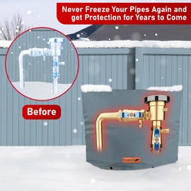 Redford Supply Co. Cold Snap (5°F) Backflow Preventer Insulation Cover, 50" W x 40" H, Pipe Insulation, Water Sprinkler Covers for Outside, Sprinkler Backflow Cover for Winter, Well Pump Bag (Gray)