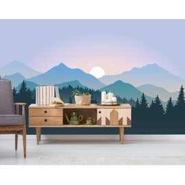 LOOWAP Natural Mountain Forest Landscape Wallpaper Mural for Living Room, Bedroom, Dinning Room, Large Background Waterproof Wall Decor(Not Peel and Stick)