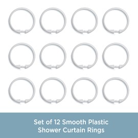 Kenney Manufacturing Company - Anillas para Ducha, Color Blanco, Blanco, 48 to 86-Inch, 1