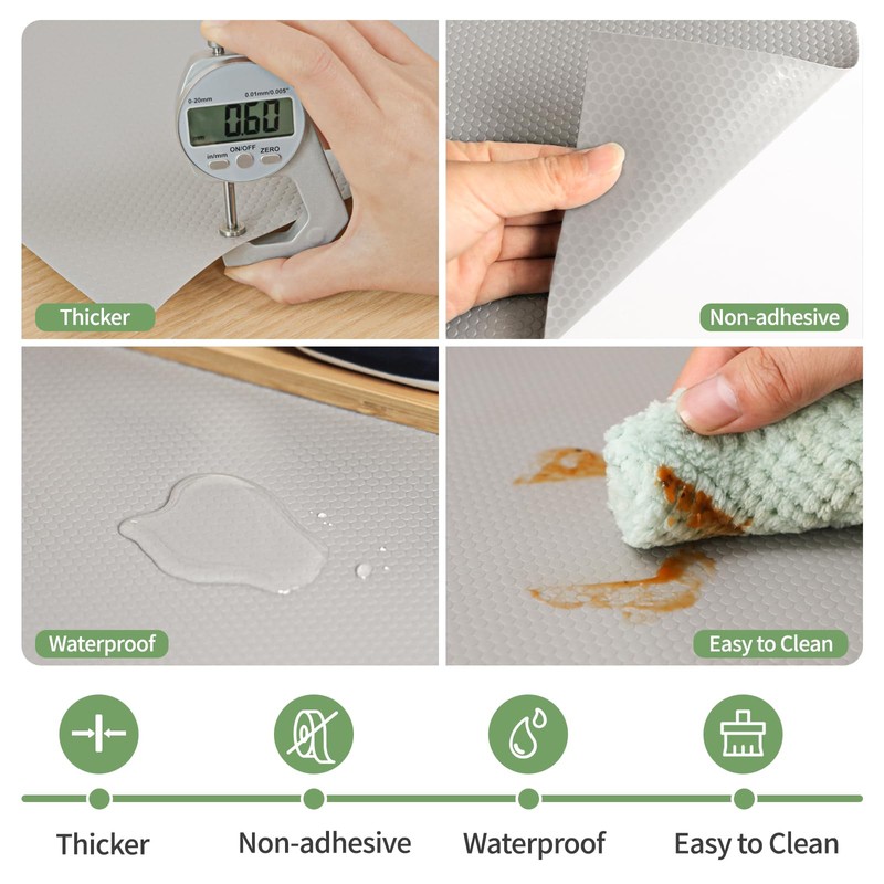 wohomuke Shelf Liners, Kitchen Drawer Liner Drawer Mats Washable EVA