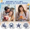 Yetene 8 Pcs Coastal Ceramic Coasters, Cork Base Ocean Housewarming
