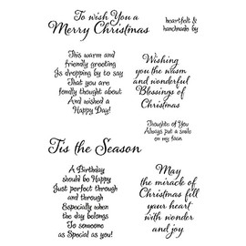 QISKAII Tis Season Merry Christmas Sentiments Sayings Phrase Rubber Clear Stamp for Scrapbooking Card Art Craft Stamps