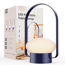 LROLTEF Cordless Lantern Table Lamp LED, Portable Camping Lantern Light Dimmable,Touch Lamp Rechargeable for Bedroom, Outdoor, 3 Color Temperatures, Blue