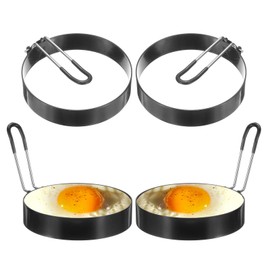 HARFINGTON 4Pcs Egg Rings 4" Stainless Steel Nonstick Round Pancake Shaper Cooking Mould for Griddle Frying Eggs Sandwich Omelets Breakfast