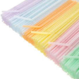 Patelai 1000pcs Plastic Straws Bulk Colorful Disposable Bendy Straws 7.87 Inch Long Flexible Drinking Straws for Party Decorations, 6 Macaron Colors