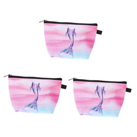 Healeved 3pcs Mermaid Makeup Bag Travel Organizer Cute Cosmetic Pouch for Toiletries Skincare Makeup Essentials for Girls Women Holidays Outdoor Activities