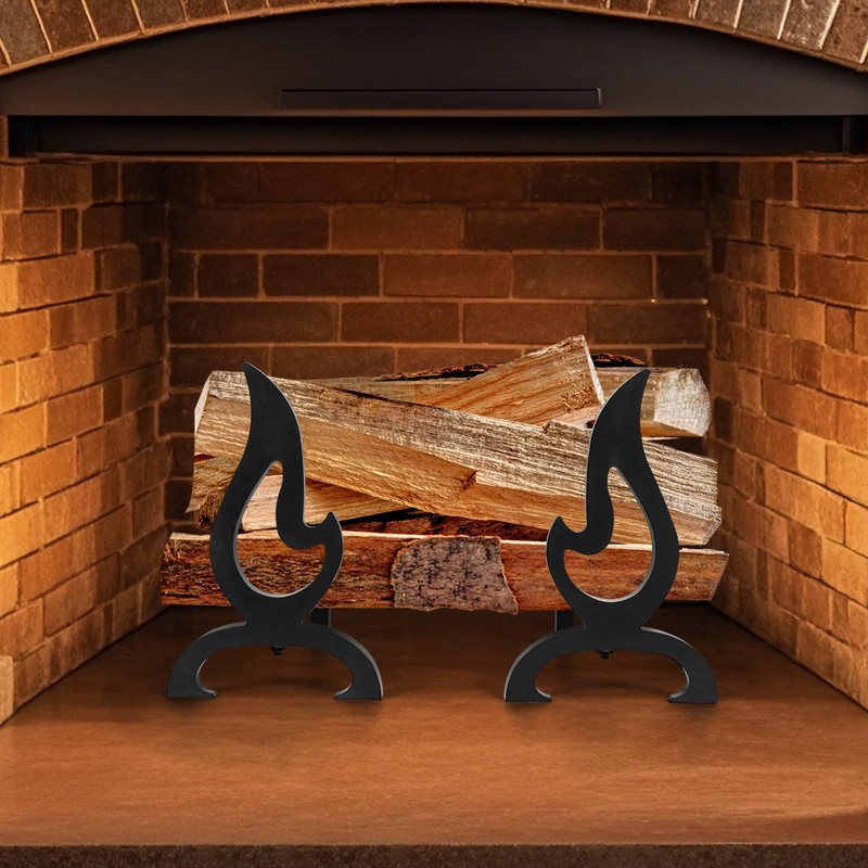 Zettfuly Cast Iron Fireplace Andirons, Decorative Andirons for Wood Burning